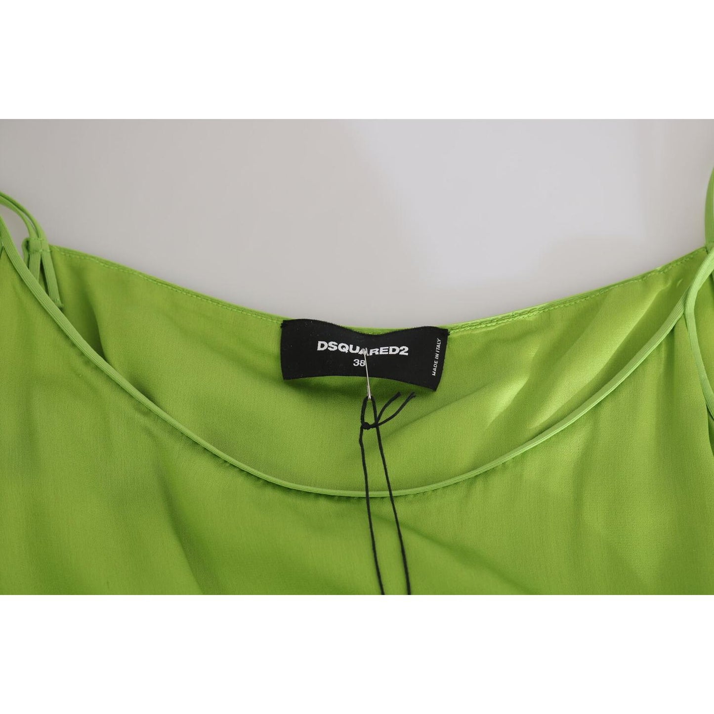 Dsquared² Green Spaghetti Strap Long A-line Pleated Dress TSH3719-36