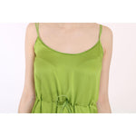 Dsquared² Green Spaghetti Strap Long A-line Pleated Dress TSH3719-36