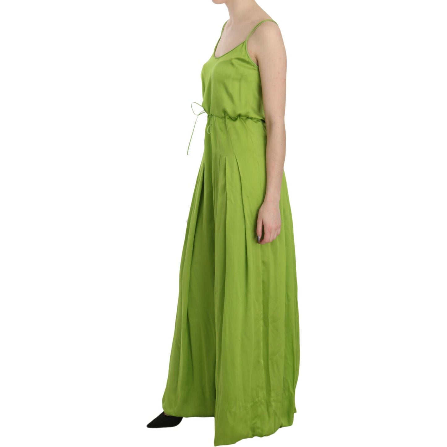 Dsquared² Green Spaghetti Strap Long A-line Pleated Dress TSH3719-36