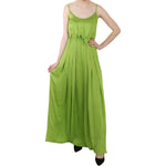 Dsquared² Green Spaghetti Strap Long A-line Pleated Dress TSH3719-36