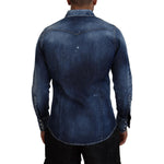 Dsquared² Blue Washed Goth Surfer Print Men Denim Shirt JKT3535-48