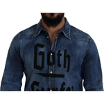 Dsquared² Blue Washed Goth Surfer Print Men Denim Shirt JKT3535-48