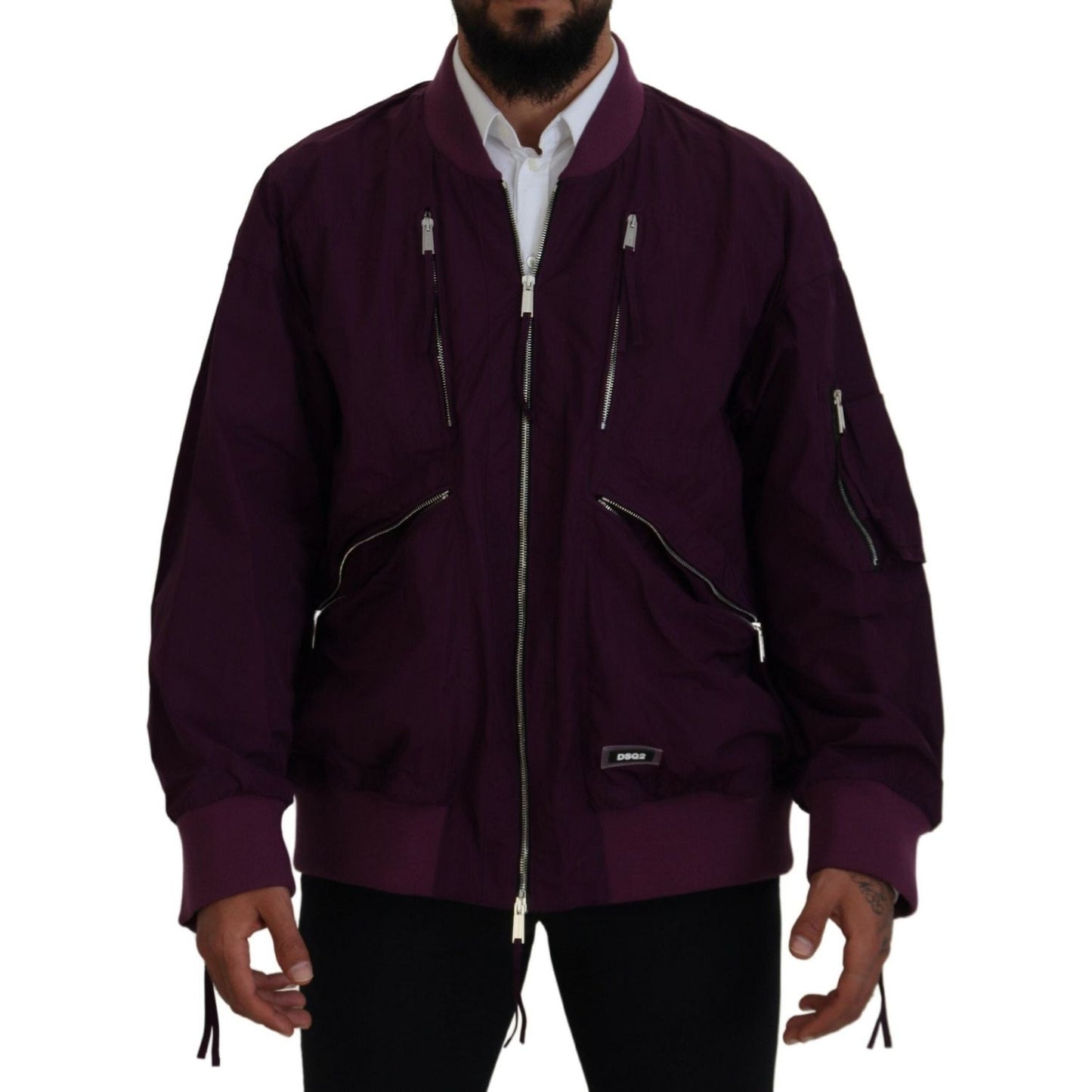 Dsquared² Purple Polyester Full Zipper Bomber Jacket JKT3540-48