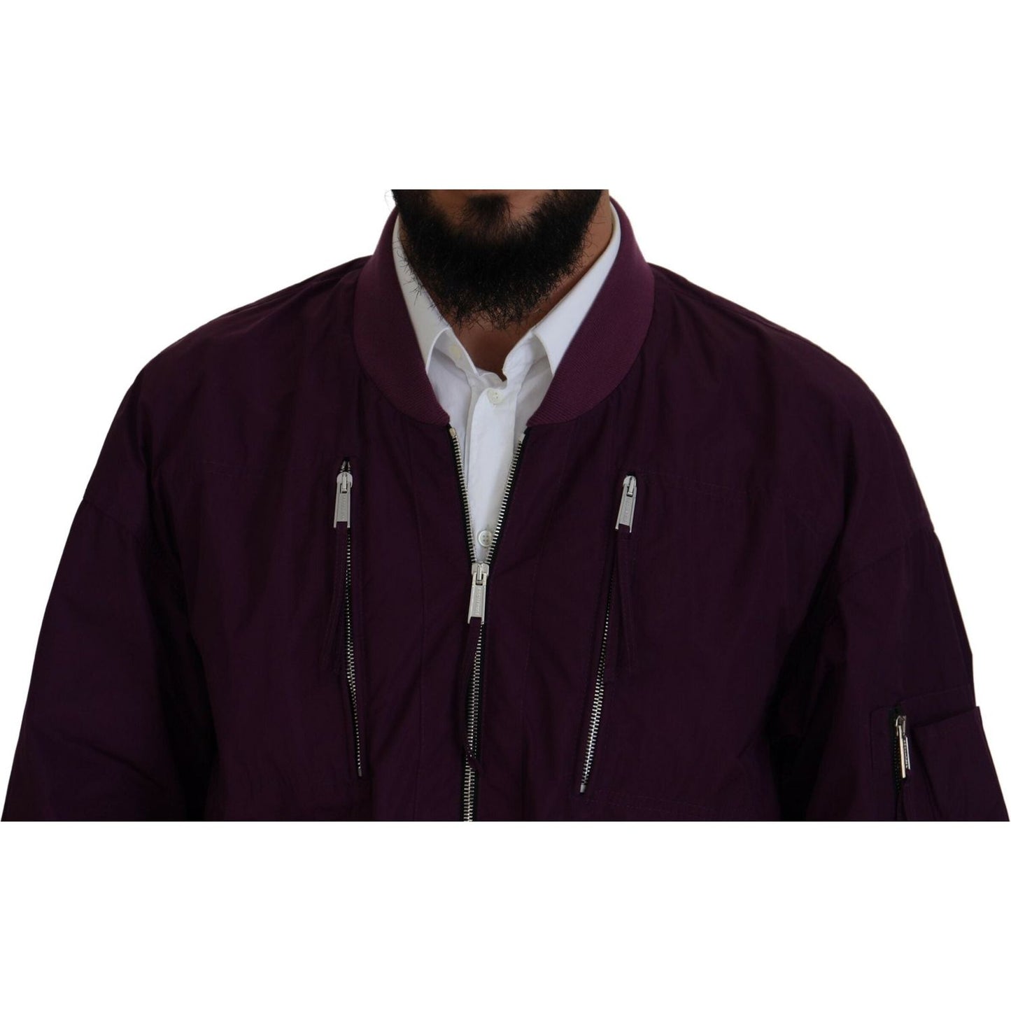 Dsquared² Purple Polyester Full Zipper Bomber Jacket JKT3540-48