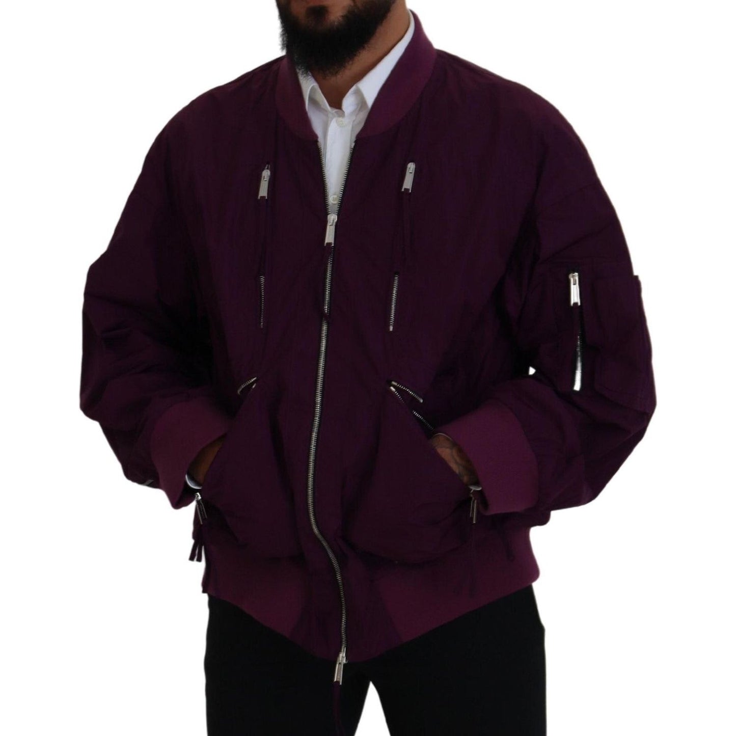 Dsquared² Purple Polyester Full Zipper Bomber Jacket JKT3540-48