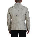 Dsquared² Off White Black Splash Print Casual Denim Jacket JKT3541-48