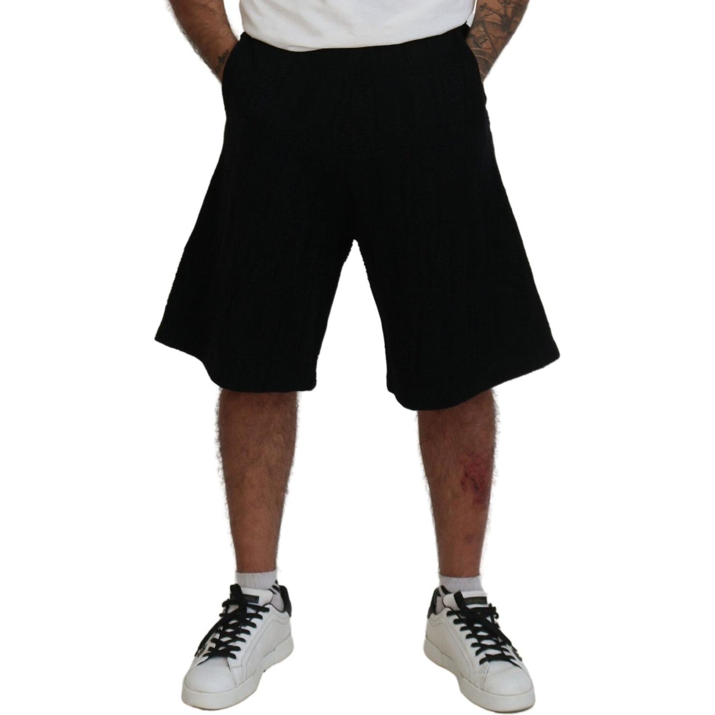 Dsquared² Black Solid Pull On Men Casual Bermuda Shorts PAN74466-48