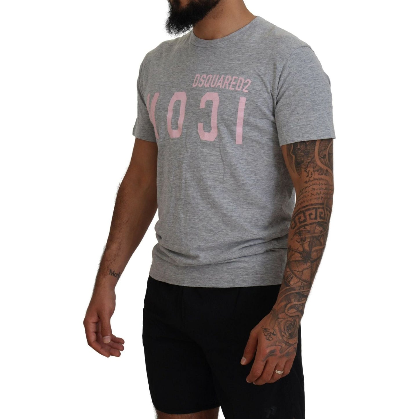 Dsquared² Gray Logo Cotton Short Sleeves Crewneck T-shirt TSH83519-48