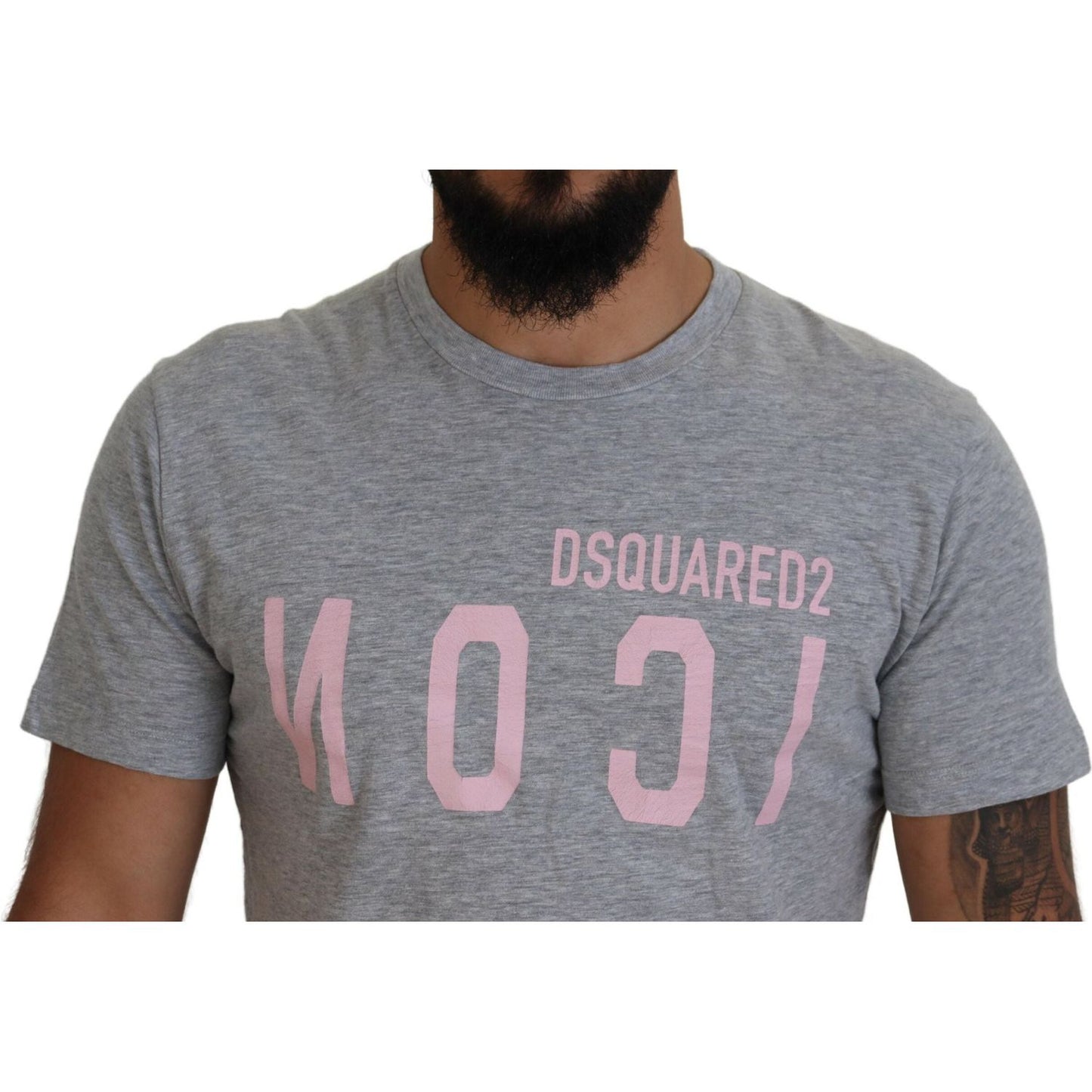 Dsquared² Gray Logo Cotton Short Sleeves Crewneck T-shirt TSH83519-48