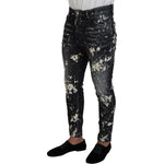 Dsquared² Gray Wash White Splash Print Skinny Denim Jeans PAN74367-48
