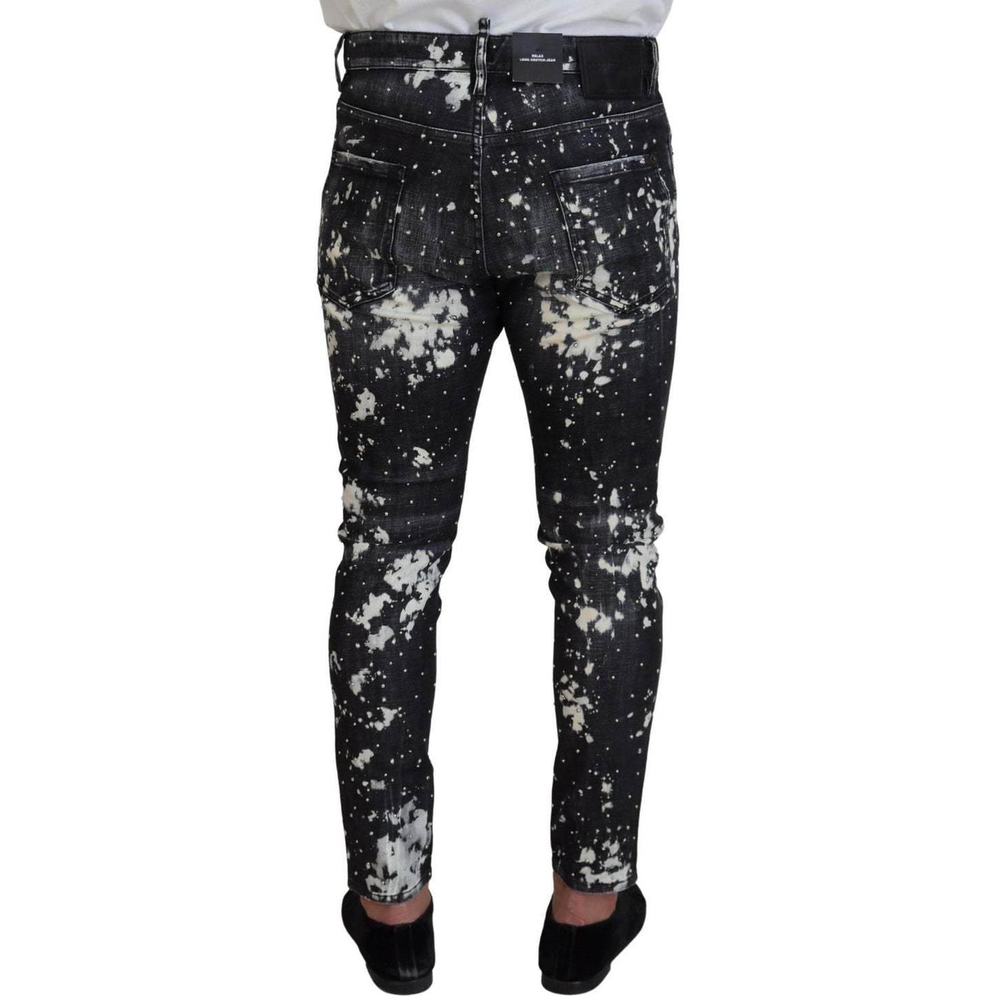 Dsquared² Gray Wash White Splash Print Skinny Denim Jeans PAN74367-48