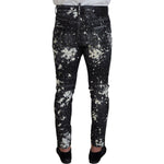 Dsquared² Gray Wash White Splash Print Skinny Denim Jeans PAN74367-48