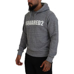 Dsquared² Gray Cotton Hooded Logo Print Men Pullover Sweater TSH83481-48