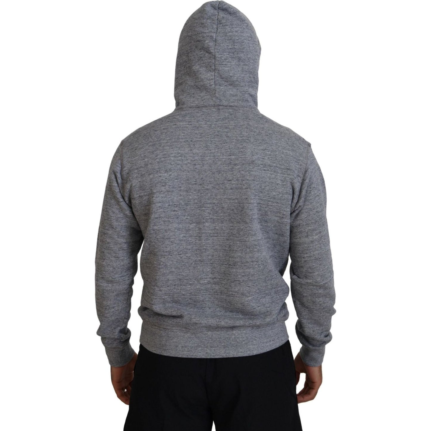 Dsquared² Gray Cotton Hooded Logo Print Men Pullover Sweater TSH83481-48