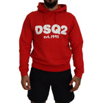 Dsquared² Red Cotton Hooded Printed Men Pullover Sweater TSH83487-48