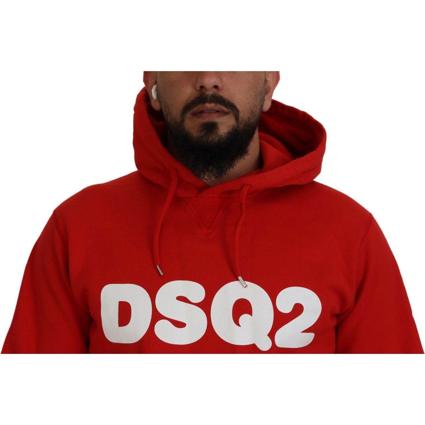 Dsquared² Red Cotton Hooded Printed Men Pullover Sweater TSH83487-48