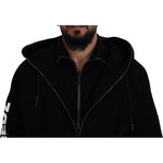 Dsquared² Black Hooded Printed Sleeves Double Zip Sweater TSH83490-48