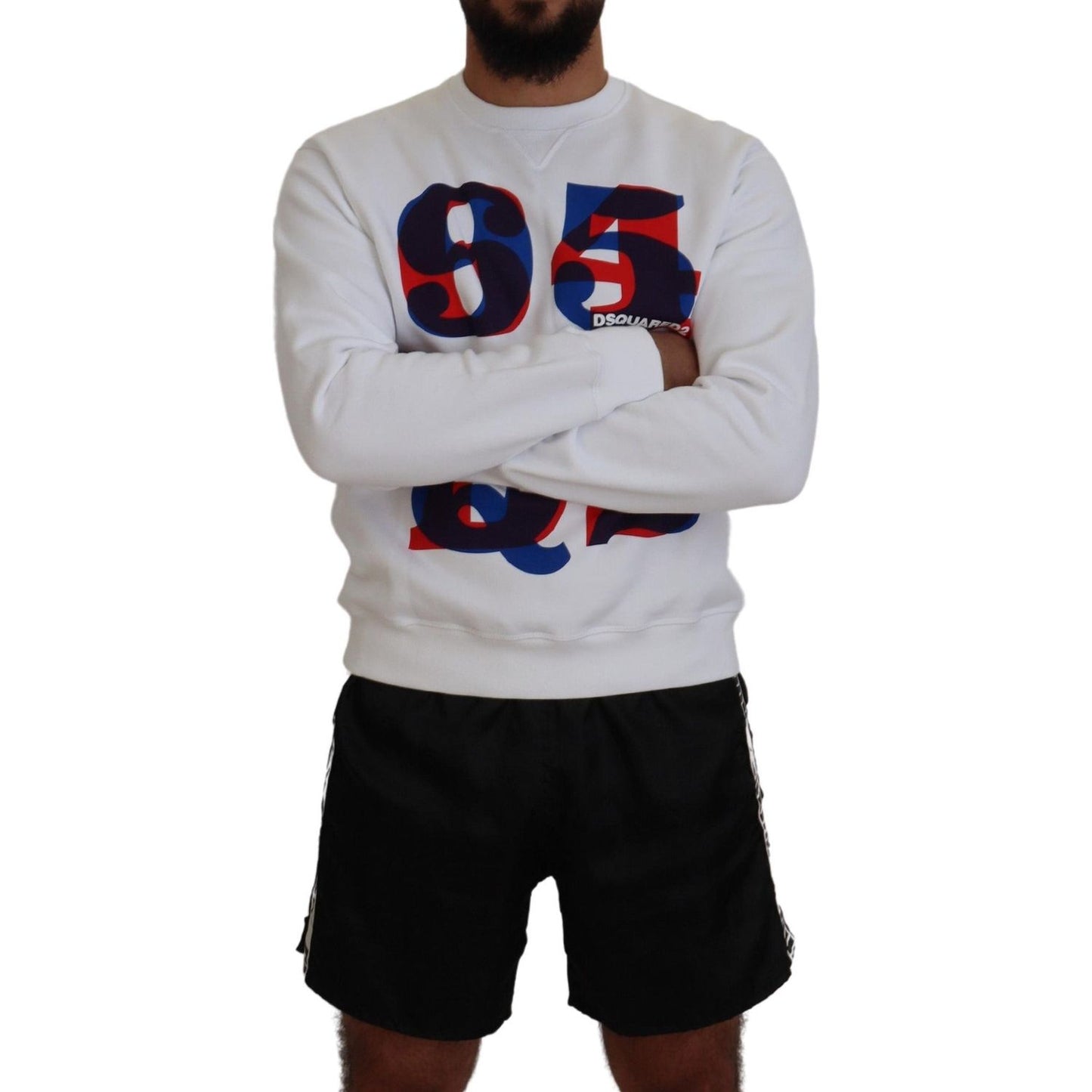 Dsquared² White Printed Long Sleeves Pullover Sweater TSH83529-48