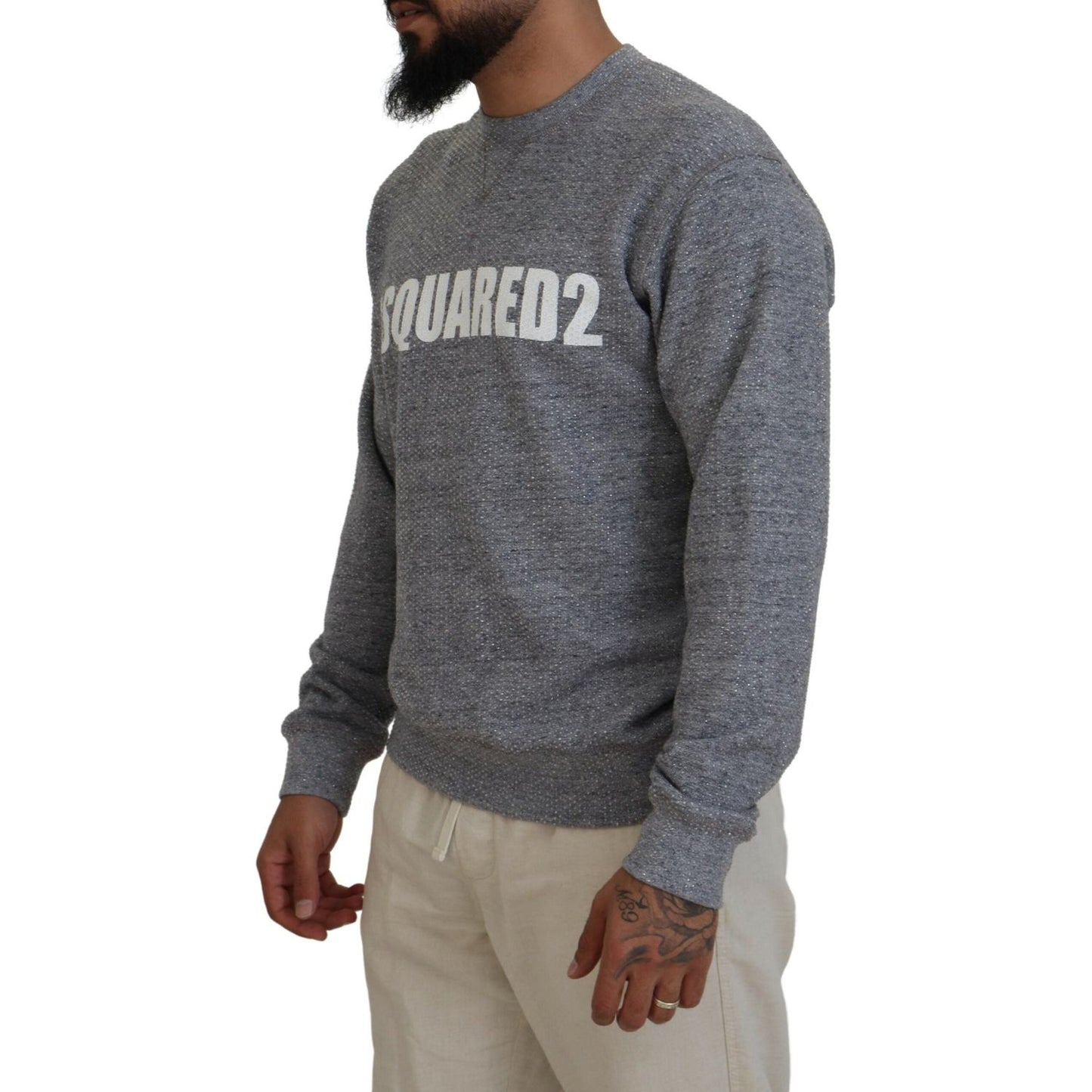 Dsquared² Gray Crystal Embellishment Men Pullover Sweater TSH83559-48