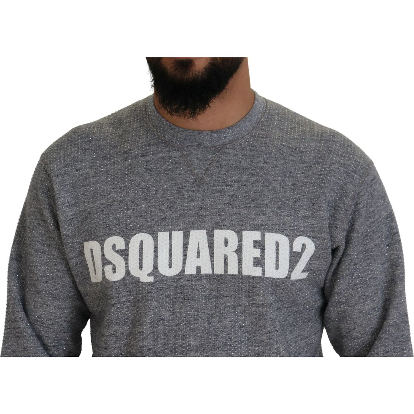 Dsquared² Gray Crystal Embellishment Men Pullover Sweater TSH83559-48