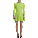Dsquared² Green Viscose Long Sleeve A-line Sheath Mini Dress DR28826-38