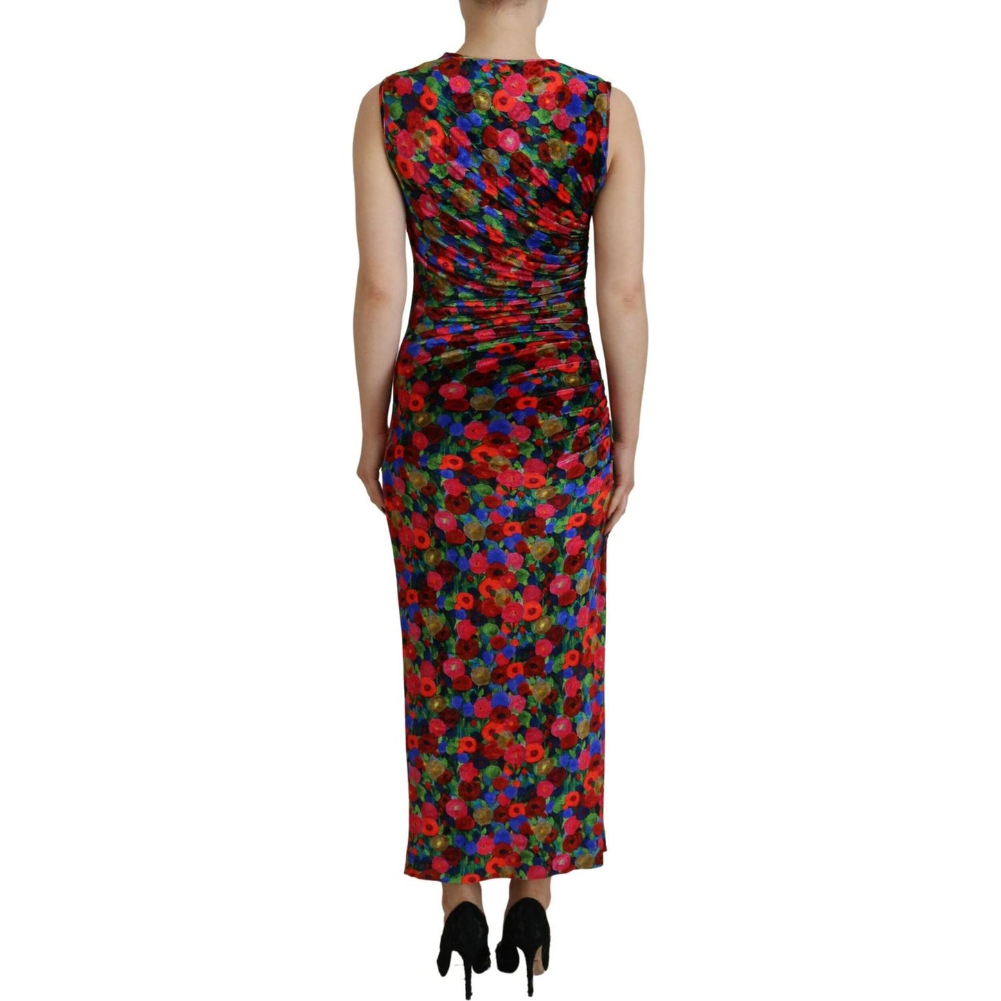 Dsquared² Multicolor Floral Bodycon Ruched Maxi Dress DR28831-38