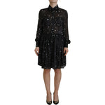 Dsquared² Black Polka Dot Long Sleeves Button Down Dress DR28839-38