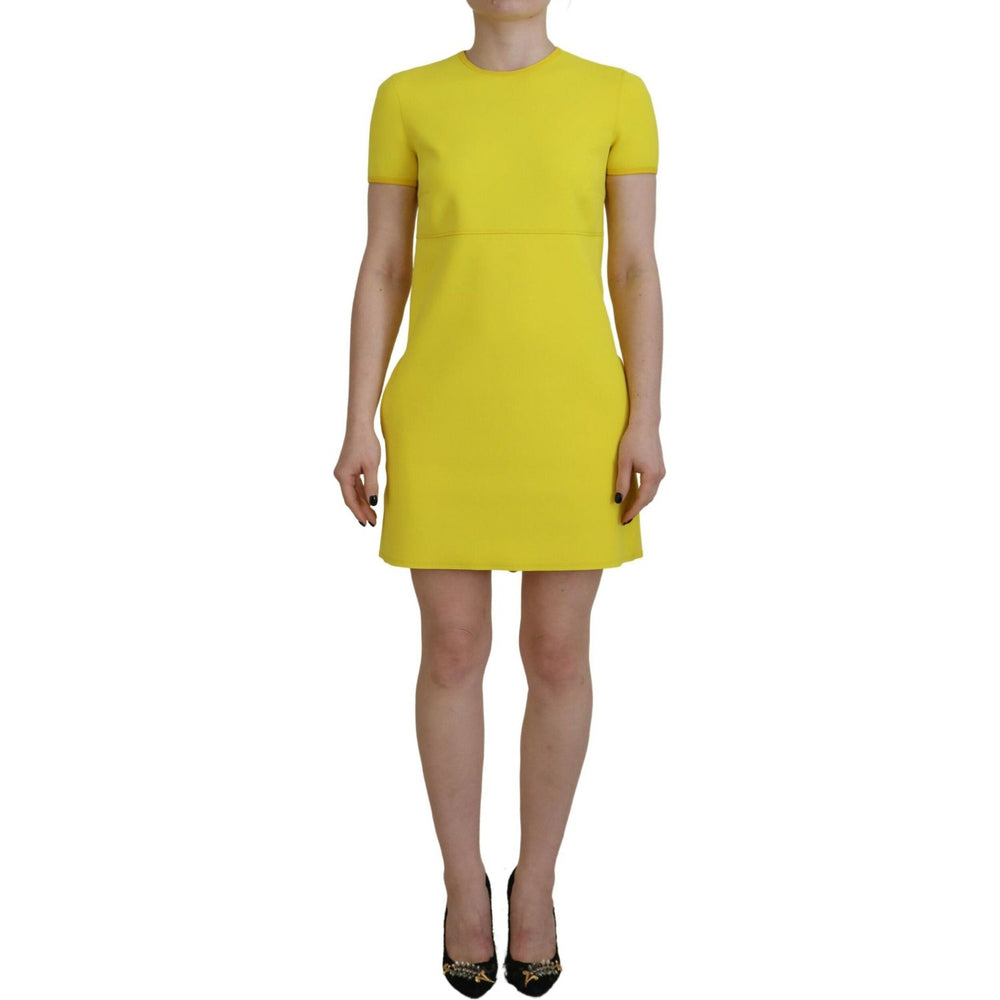 Dsquared² Yellow Nylon Short Sleeves Round Neck Mini Dress TSH83423-38