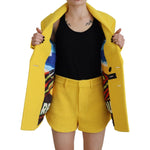 Dsquared² Yellow Peak Double Breasted Suit Blazer Short Set KOS2009-38