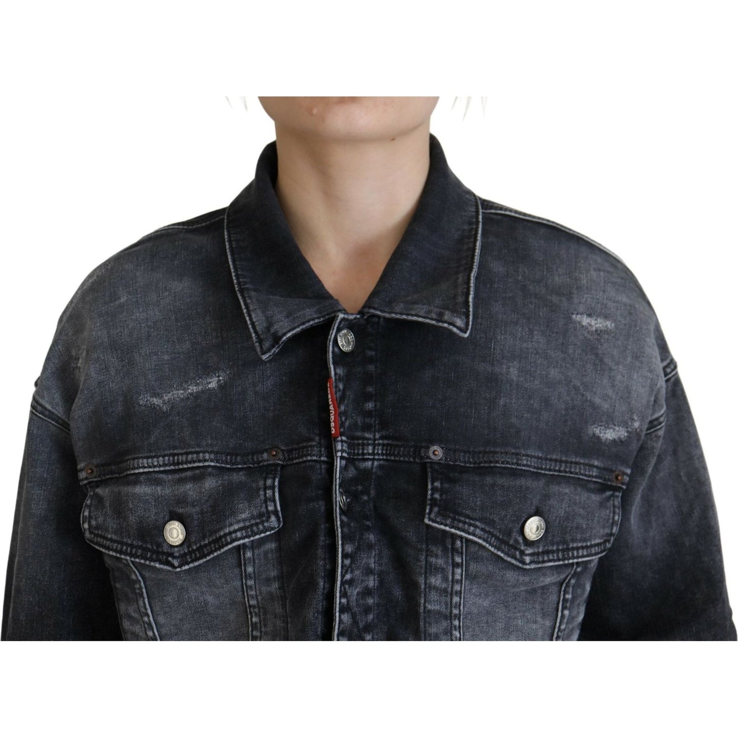 Dsquared² Gray Washed Cotton Cropped Denim Jacket JKT3517-38
