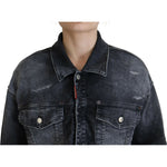Dsquared² Gray Washed Cotton Cropped Denim Jacket JKT3517-38