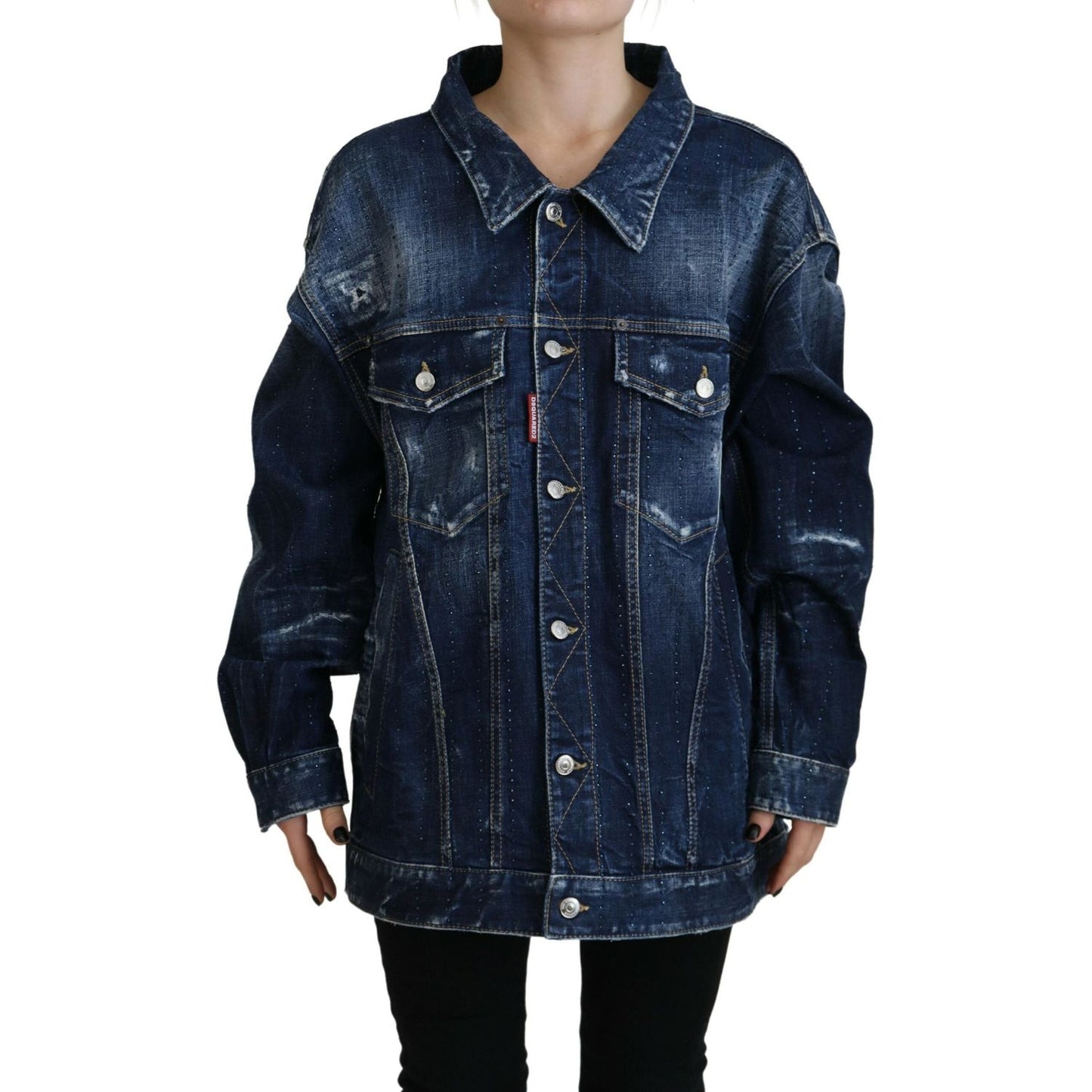 Dsquared² Blue Distressed Collared Denim Jacket JKT3518-38