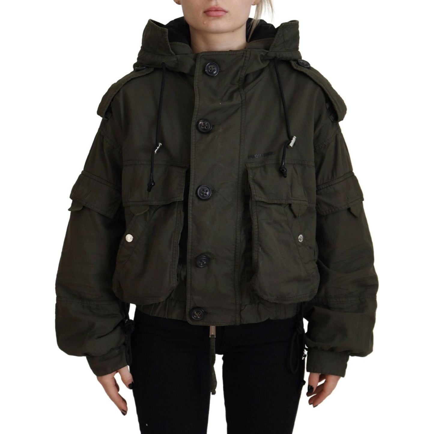 Dsquared² Green Cotton Hooded Cargo Button Jacket JKT3521-38