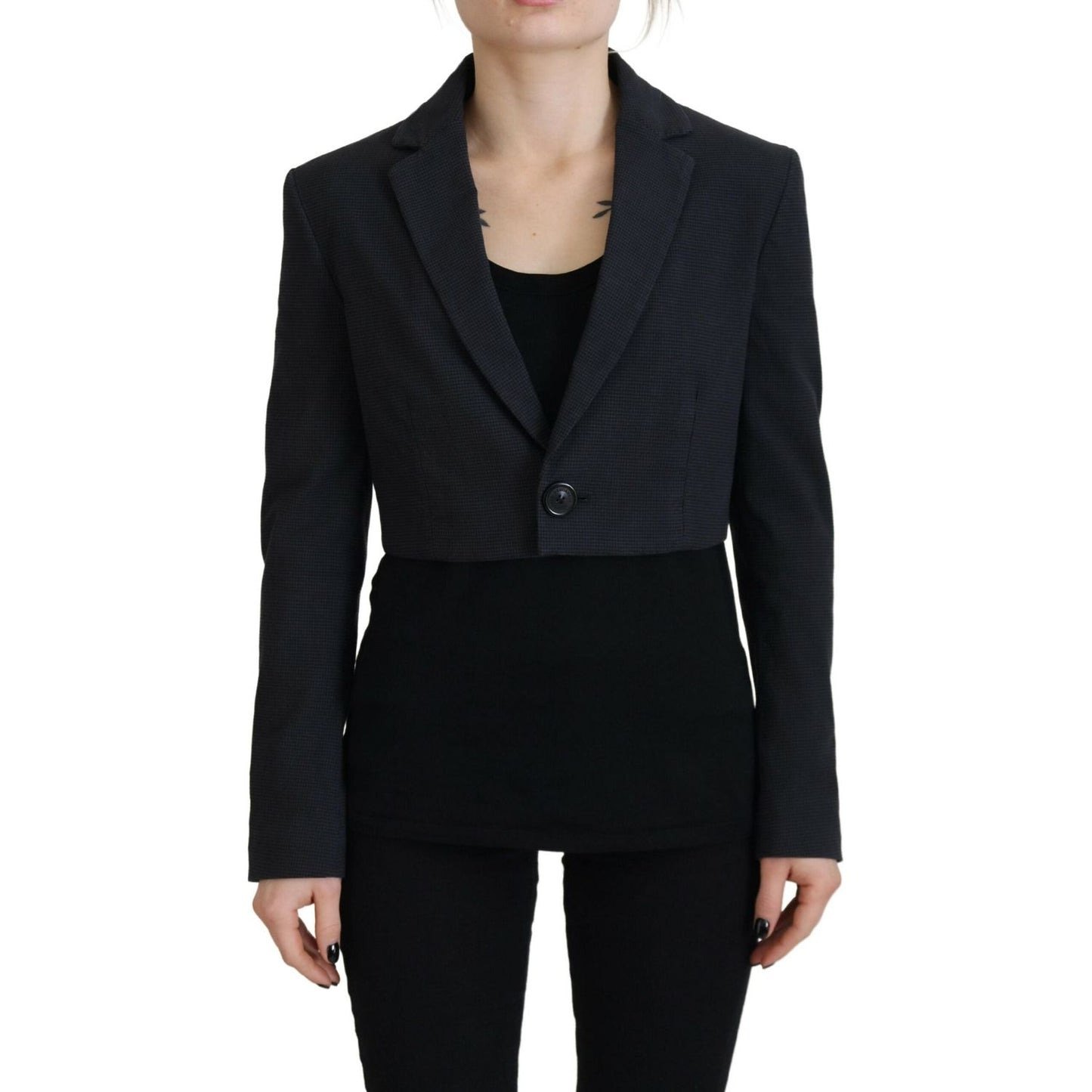 Dsquared² Black Cotton Cropped Button Blazer Jacket JKT3522-38
