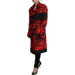 Dsquared² Red Printed Button Collared Desigual Coat Jacket JKT3523-38