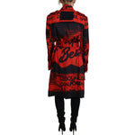 Dsquared² Red Printed Button Collared Desigual Coat Jacket JKT3523-38