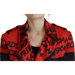 Dsquared² Red Printed Button Collared Desigual Coat Jacket JKT3523-38