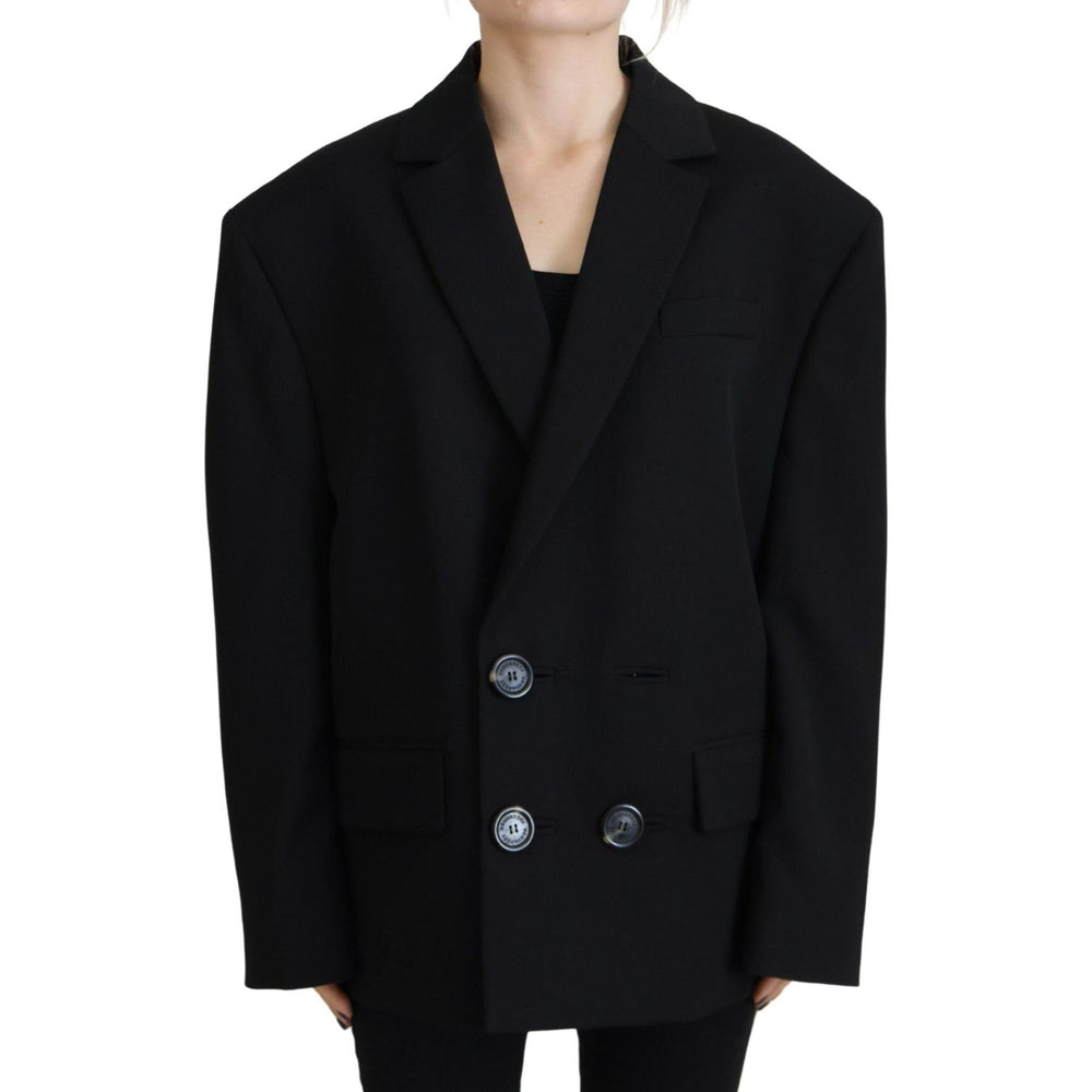Dsquared² Black Double Breasted Coat Blazer Jacket JKT3526-38