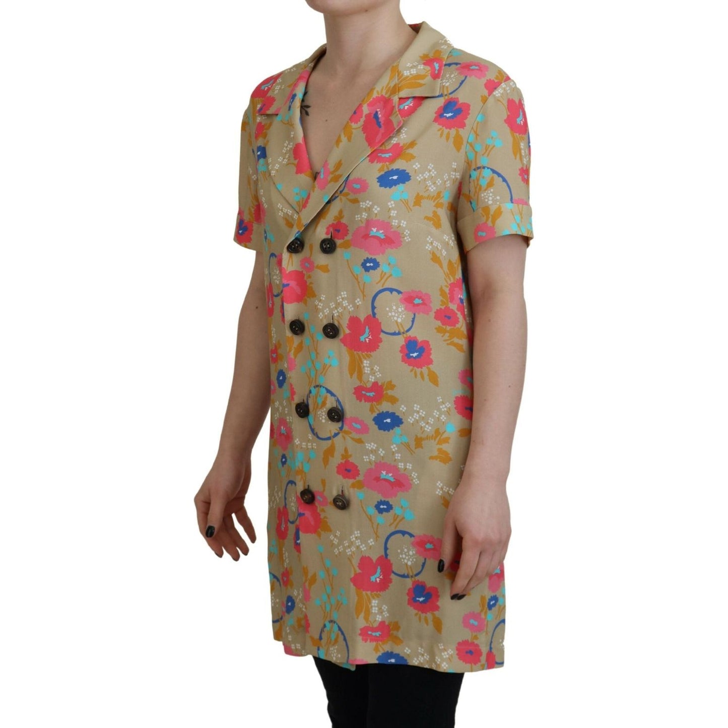Dsquared² Multicolor Printed Collared Button Front Long Blouse Top TSH83380-38