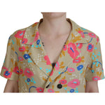 Dsquared² Multicolor Printed Collared Button Front Long Blouse Top TSH83380-38