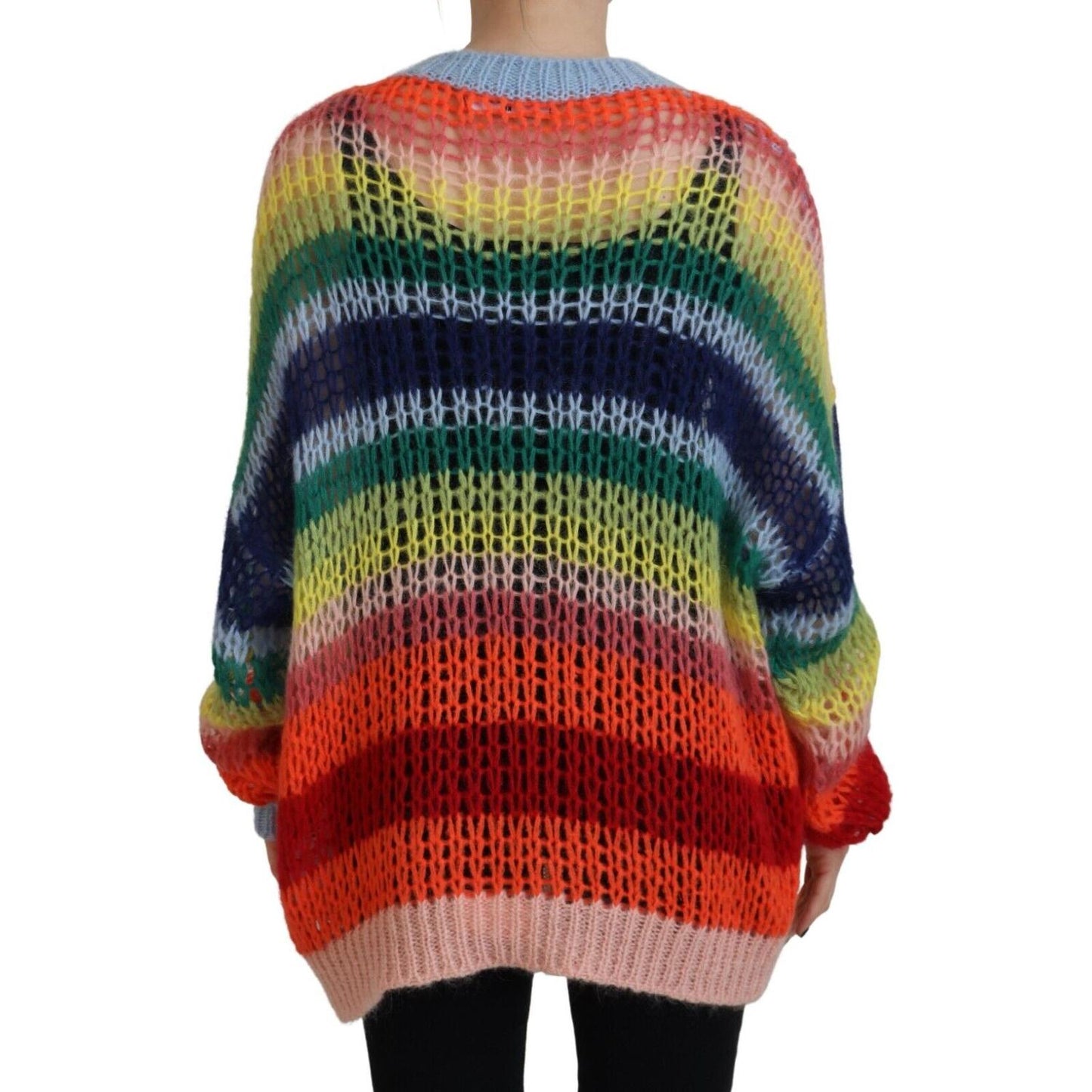 Dsquared² Multicolor Knitted Mohair Crewneck Pullover Sweater TSH83469-38