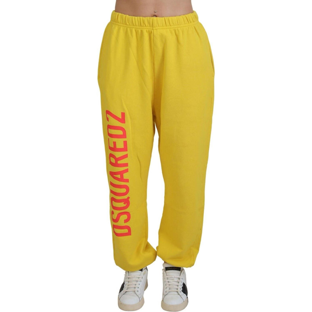Dsquared² Yellow Mid Waist Logo Print Jogger Trouser Pants PAN74501