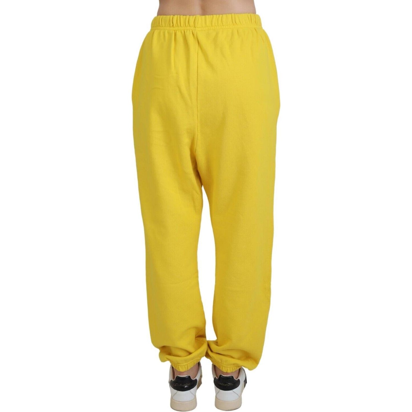 Dsquared² Yellow Mid Waist Logo Print Jogger Trouser Pants PAN74501