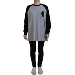 Dsquared² Black Gray Cotton Raglan Long Sleeves Casual Top TSH83393-38
