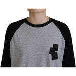 Dsquared² Black Gray Cotton Raglan Long Sleeves Casual Top TSH83393-38