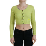 Dsquared² Yellow Green Cashmere Long Sleeves Cropped Sweater TSH83421-38