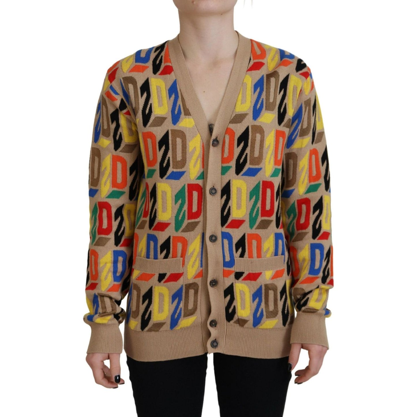 Dsquared² Brown Logo Long Sleeve Women Cardigan Sweater TSH83429-38