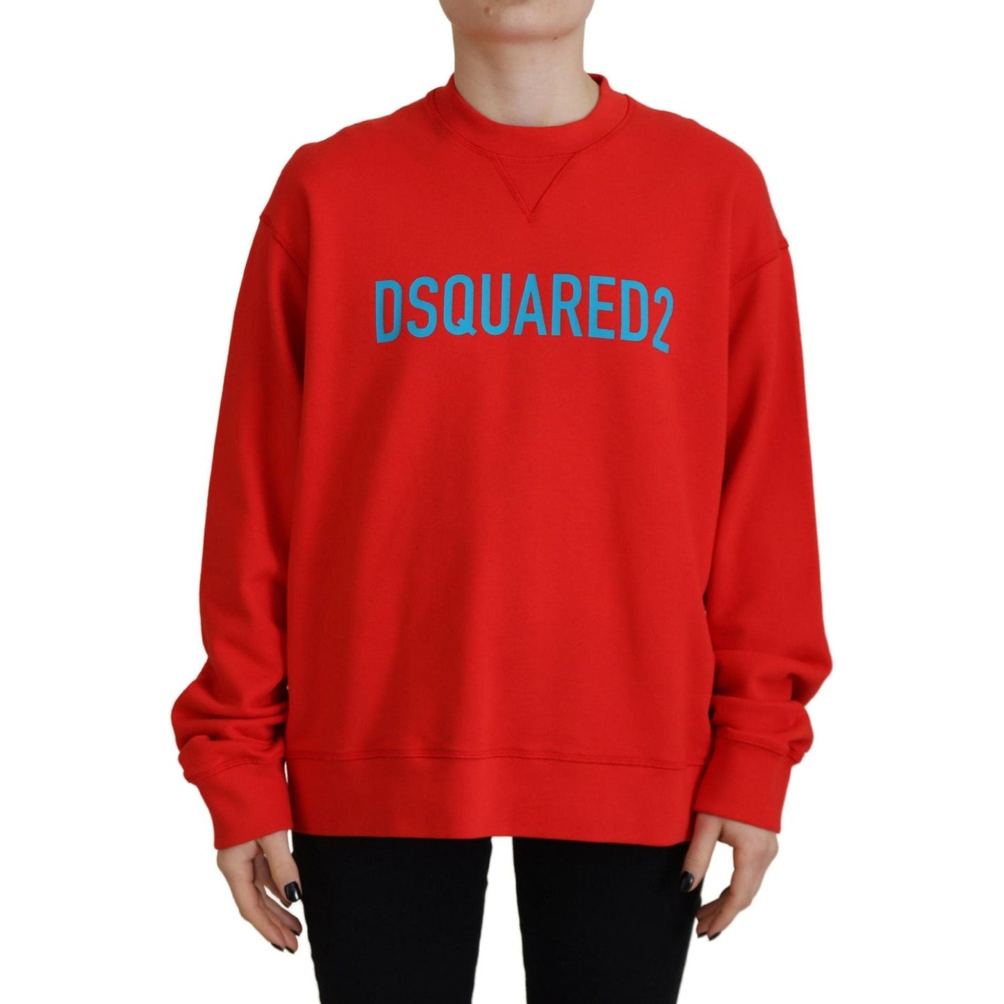 Dsquared² Red Cotton Printed Crew Neck Long Sleeve Sweater TSH83440-38
