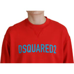 Dsquared² Red Cotton Printed Crew Neck Long Sleeve Sweater TSH83440-38