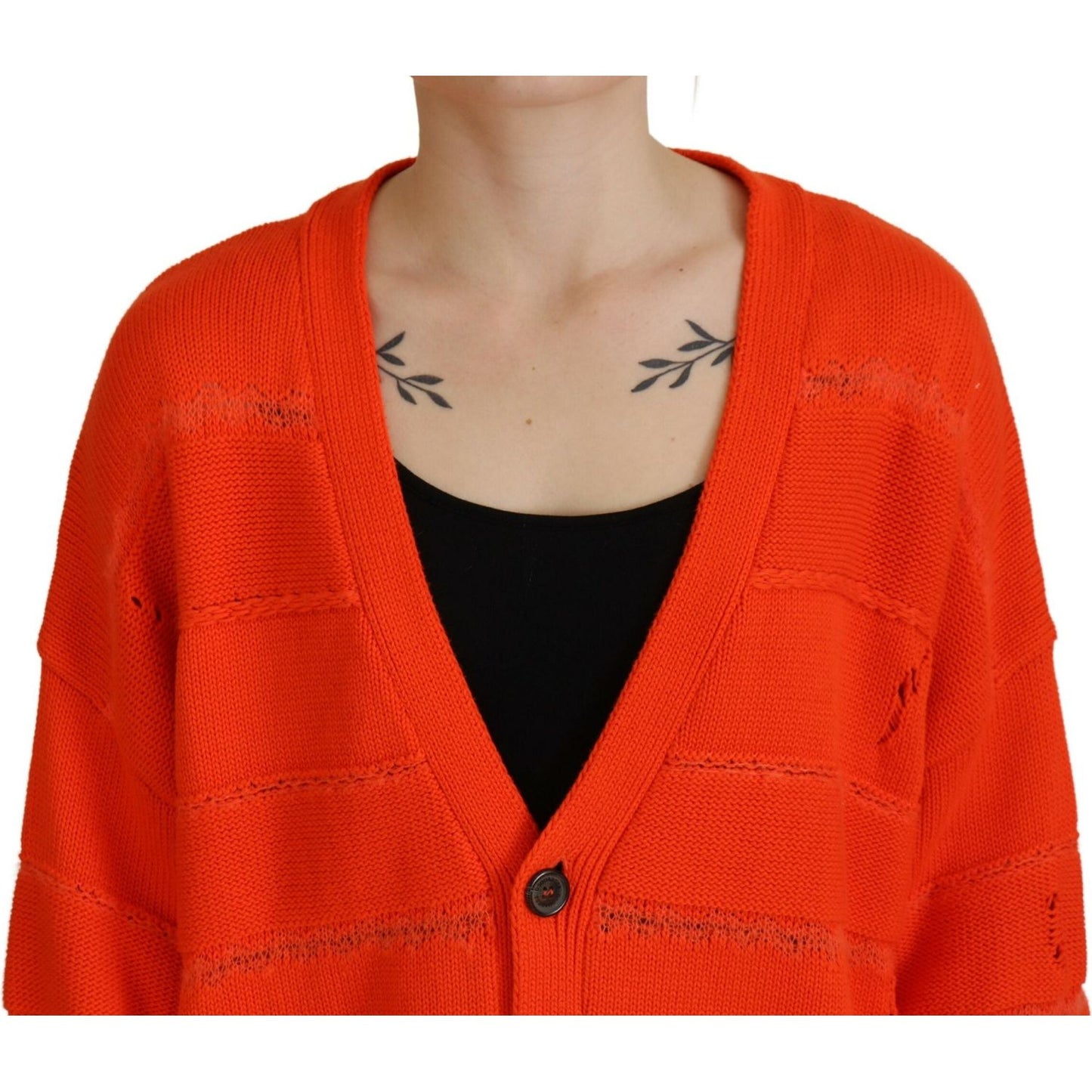 Dsquared² Orange Cotton Knitted Buttoned Cardigan Sweater TSH83468-38